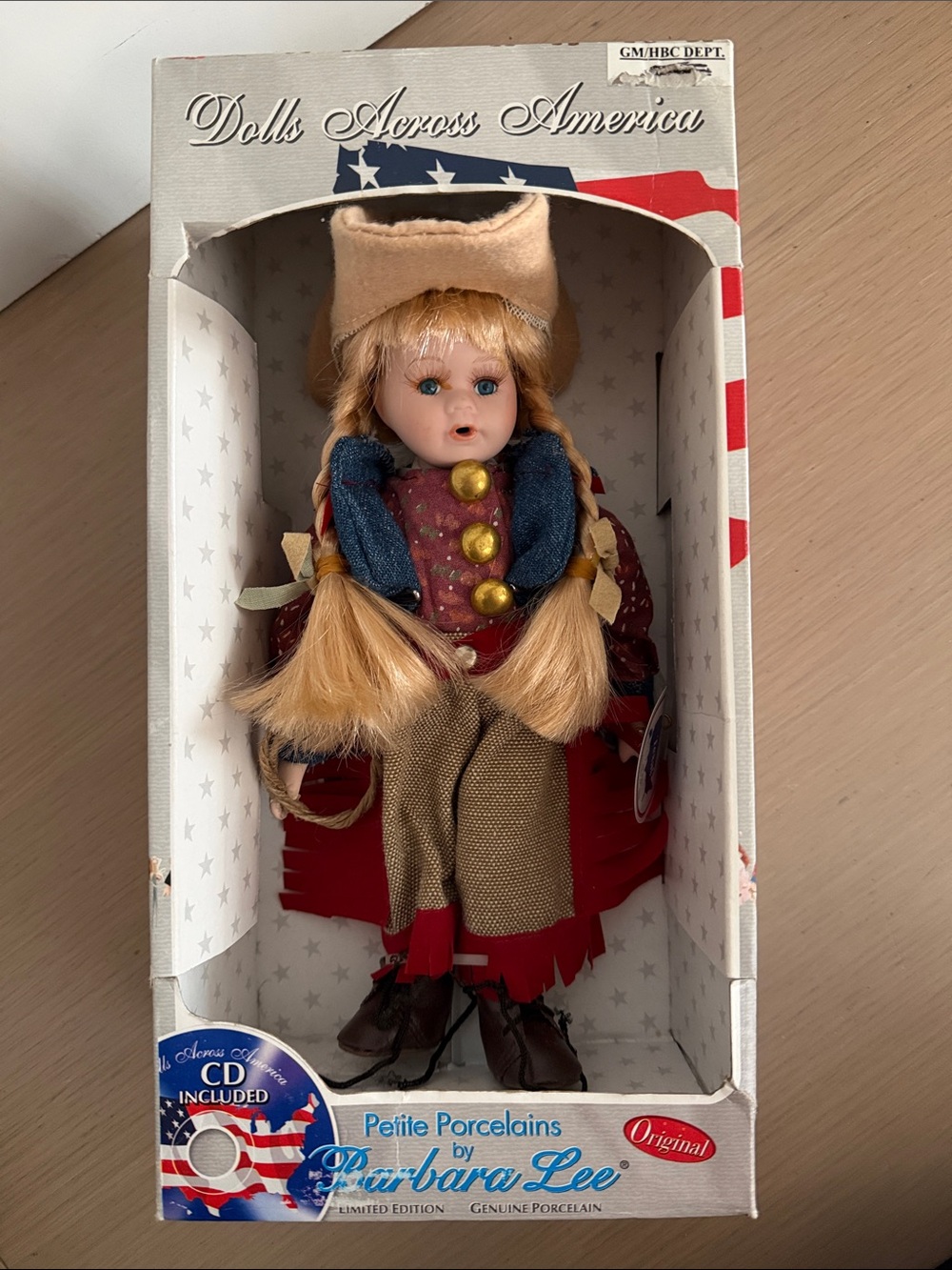 Dolls Across America Petite Porcelain Doll by Barbara Lee - Red, Blue, Tan